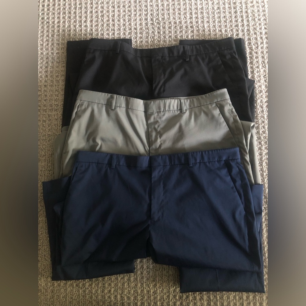 3 pairs of Perry Ellis Premium tailored fit golf/dress pants slacks